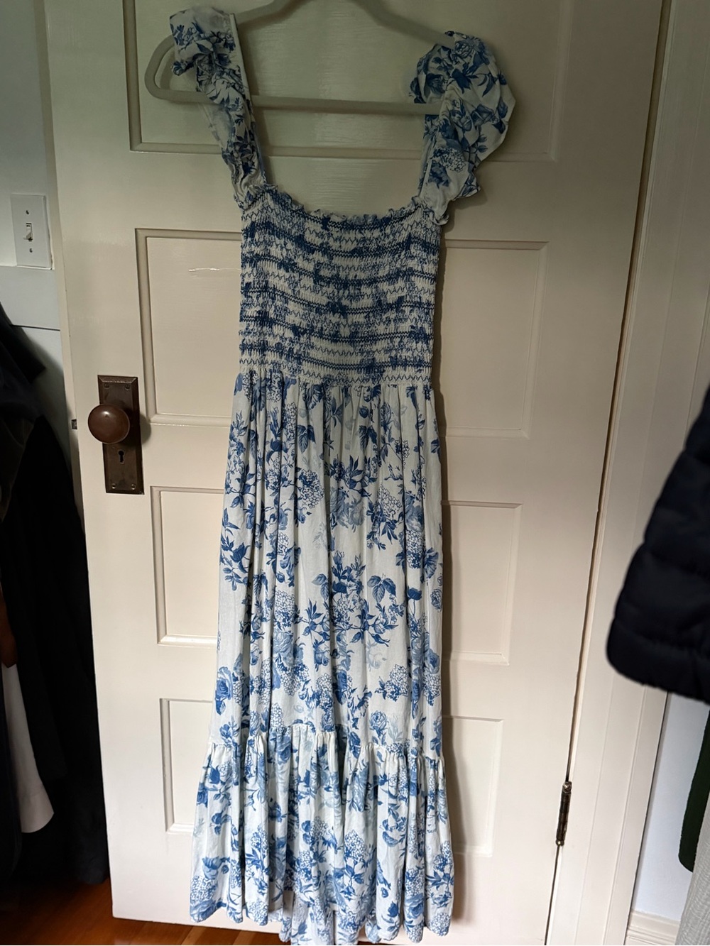 Blue and White Floral Maxi Dress